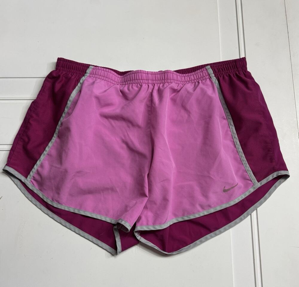 Nike Dri-Fit Womens Sz M Active Shorts Pink Elastic Drawstring Running Sprint